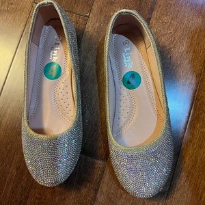 Link Comfort Larissa Rhinestone Crystal Bling Girls' Ballerina  Flat Shoes NWOT